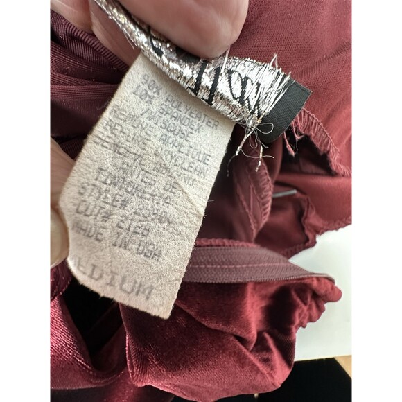 Vintage Dollar Prom Dress Velour Velvet Wine‎ Purple Maxi Halter Slit Formal 90s - Picture 7 of 11